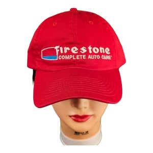 Firestone Complete‎ Auto Care Adjustable Strap Buckle Red Hat Cap Car Tire Red